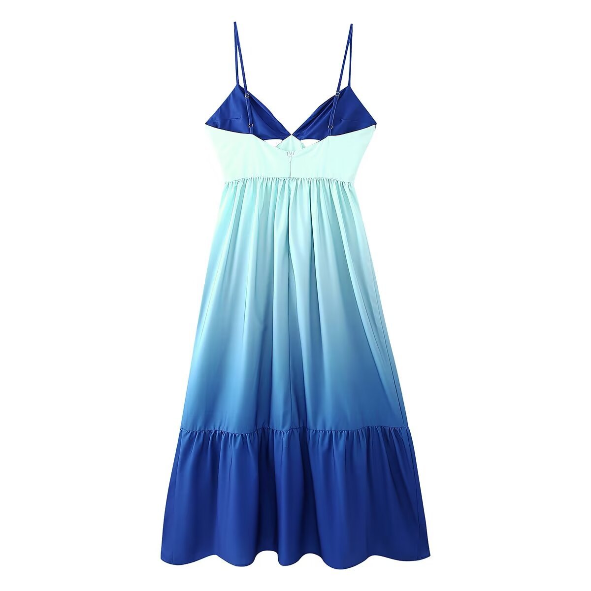 New sexy style gradient dress high waist pleated sleeveless suspender skirt