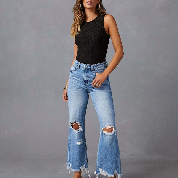 High Waist Trousers Wide Leg Pants Jeans