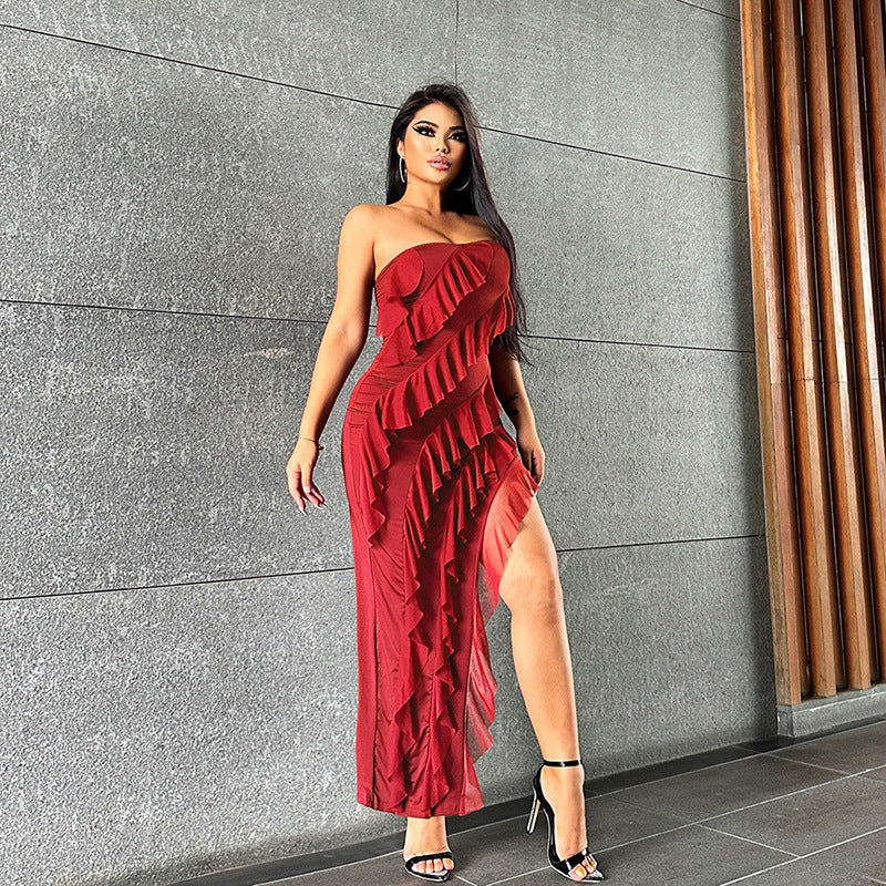 Top Backless Split Tassel Dress Birthday Party Clubwear