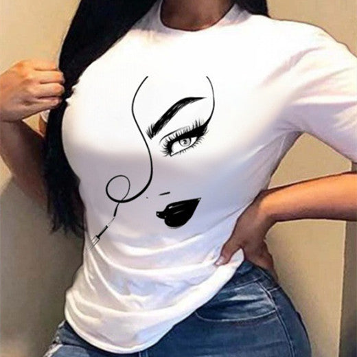 Women's Printed Round Neck Loose T-shirt