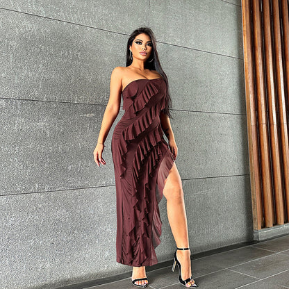 Top Backless Split Tassel Dress Birthday Party Clubwear